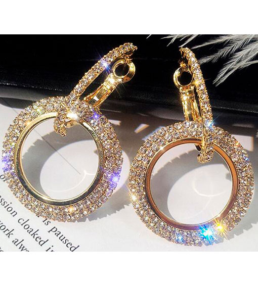 pendientes dorados aros circonitas